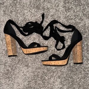 Forever 21 Black and Tan Chunky Heels